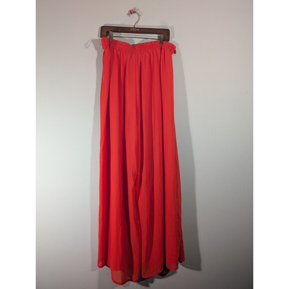 NWT Miss Avenue Pants Women Plus 1X Tomato Red High Waist Belted Wide Leg Flowy - Picture 2 of 7